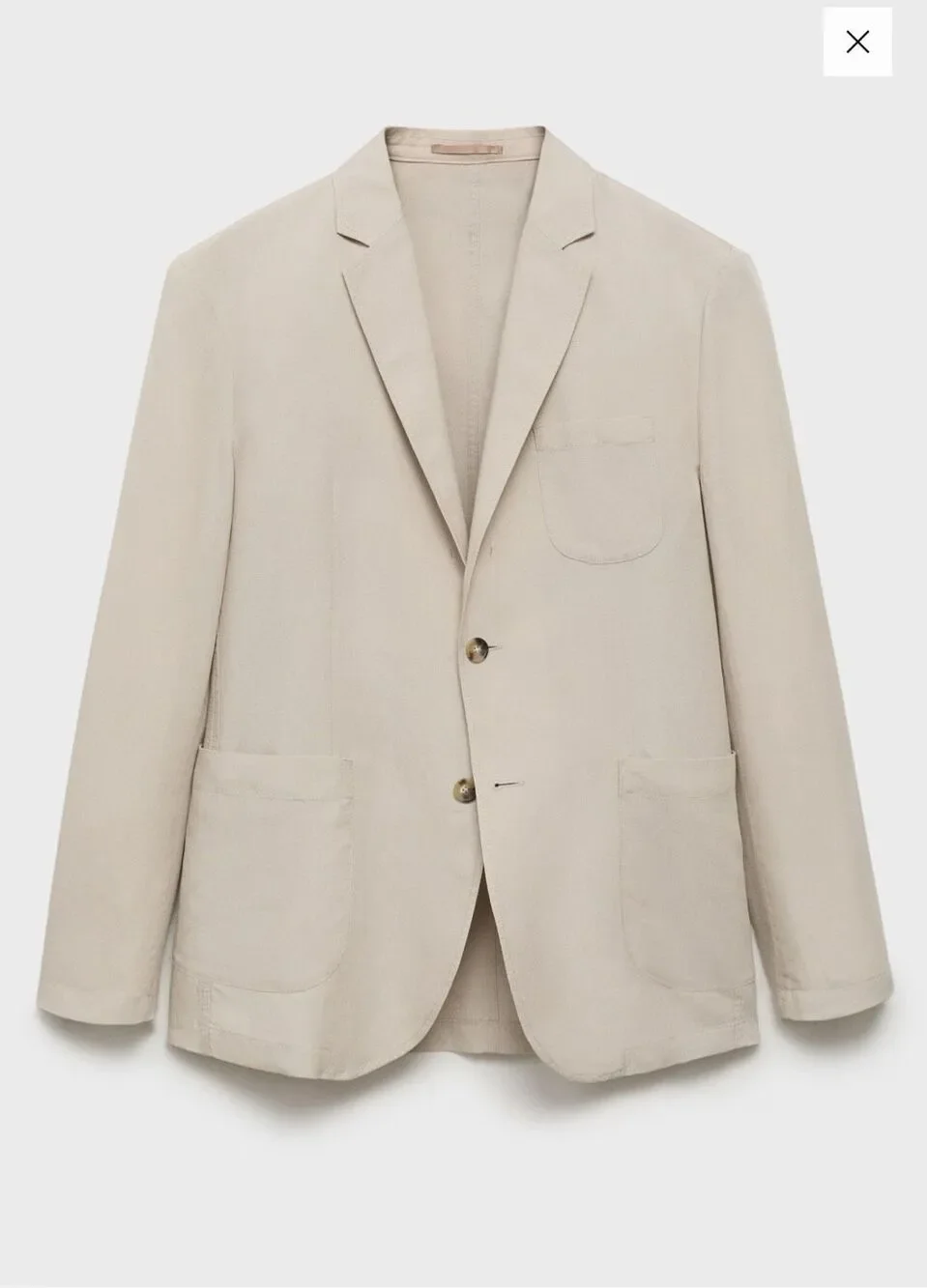 MNG by MANGO $250 Delave Smart Slim Fit Linen Lyocell Blazer Ecru Mens 46 NEW